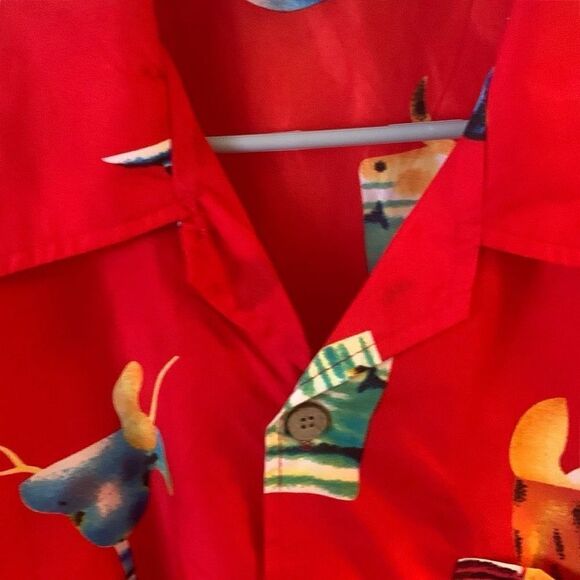 Pre Owned Men’s Basix Short Sleeve Button Up Shirt XXL Festive Comfort Party - Picture 9 of 11